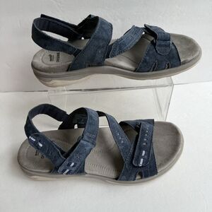 Earth Origins Suede Asymmetrical Sport Sandals Higgins Holland Navy Blue Sz 10M